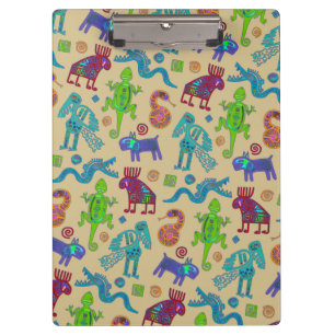 Carpeta De Pinza Cultura Mexicana Africana Patrón Tribal Primitivo 