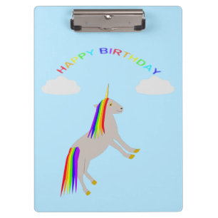 Carpeta De Pinza Cumpleaños de la fantasía Unicornio Arcoiris y nub