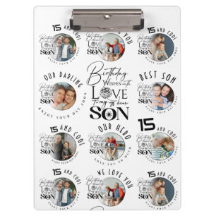 Carpeta De Pinza Cumpleaños del Hijo 8 Fotocollage Tipografía 