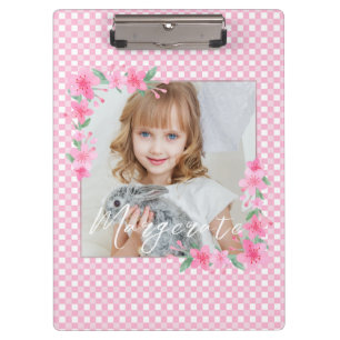 Carpeta De Pinza Curte personalizado de una foto rosada