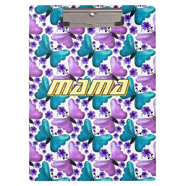 Carpeta De Pinza Custom and personalized butterfly floral  (Anverso)