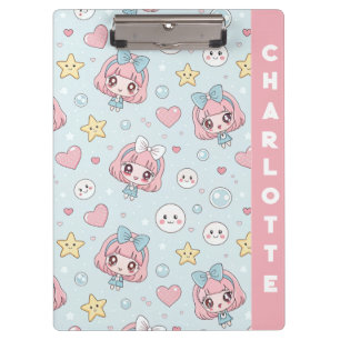 Carpeta De Pinza Custom Anime Kawaii with Hearts and Star