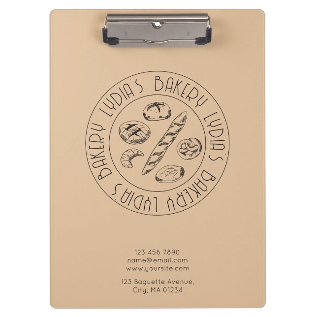 Carpeta De Pinza Custom Bakery Logo Clipboard (Anverso)