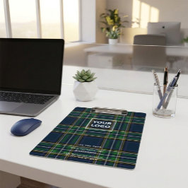 Carpeta De Pinza Custom Blue & Green Tartan Business Clipboard 