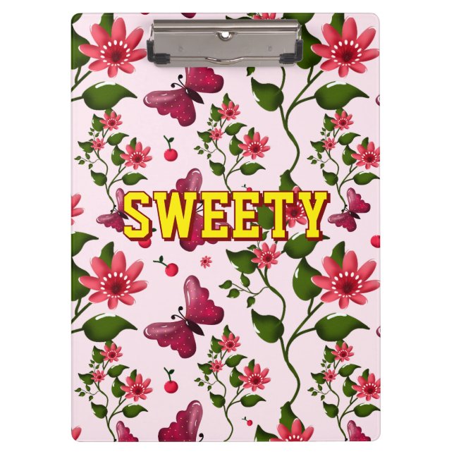 Carpeta De Pinza Custom floral butterfly pattern  (Anverso)
