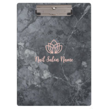 Custom Grey Marbel Nail Salon Clipboard with Logo 