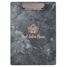 Carpeta De Pinza Custom Grey Marbel Nail Salon Clipboard with Logo 