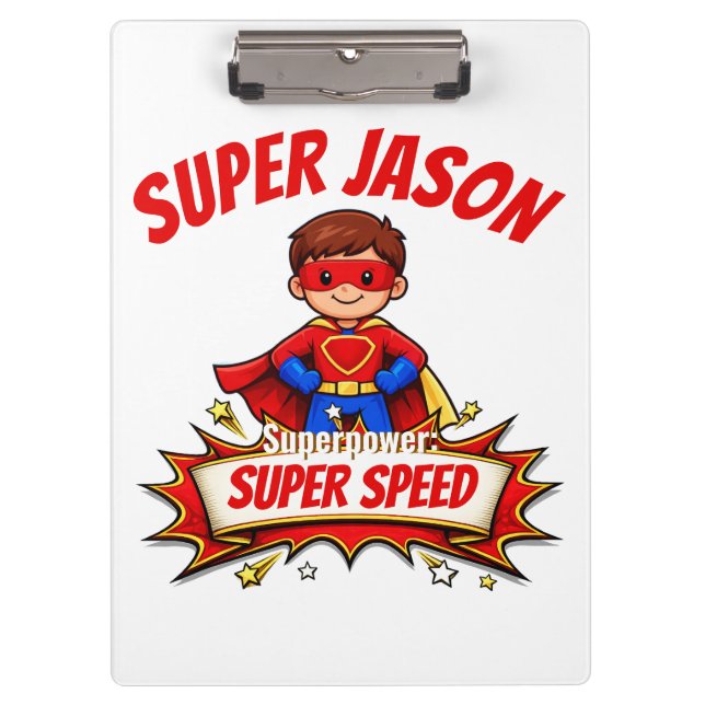 Carpeta De Pinza Custom Kids Superhero Name & Superpower (Anverso)