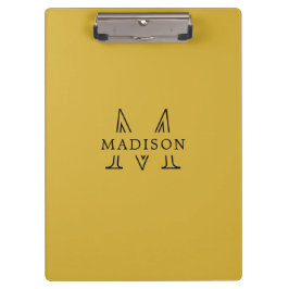 Carpeta De Pinza Custom Name with Monogram M Gold Professional