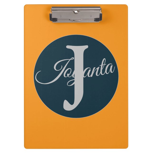 Carpeta De Pinza Custom  orange greay blue Monogram Elegant (Anverso)