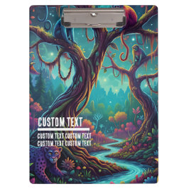 Carpeta De Pinza Custom Text Magical Jungle Monkeys & Leopard