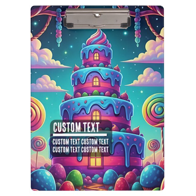 Carpeta De Pinza Custom Text Sweet Dreams Cake Art Whimsical Purple (Anverso)
