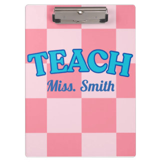 Carpeta De Pinza Customizable Blue and Pink Teacher Clipboards