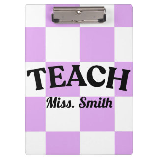 Carpeta De Pinza Customizable Purple Checkered Teacher Clipboard 