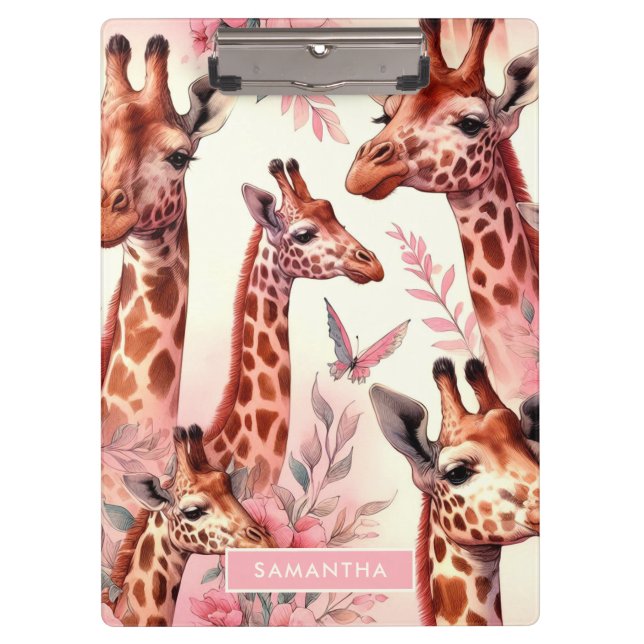 Carpeta De Pinza Cute acuarela Giraffe (Anverso)