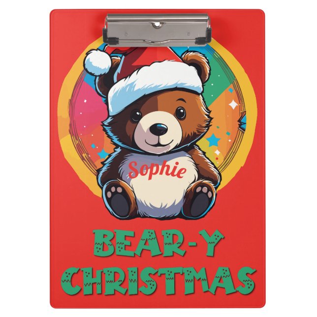 Carpeta De Pinza Cute Adorable Kawaii Chibi Oso Navidad (Anverso)