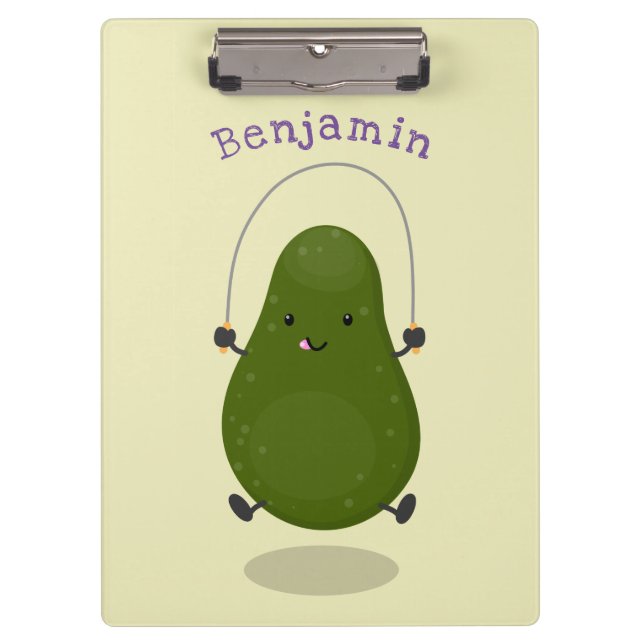 Carpeta De Pinza Cute aguacate salto cuerda personalizado ilustraci (Anverso)