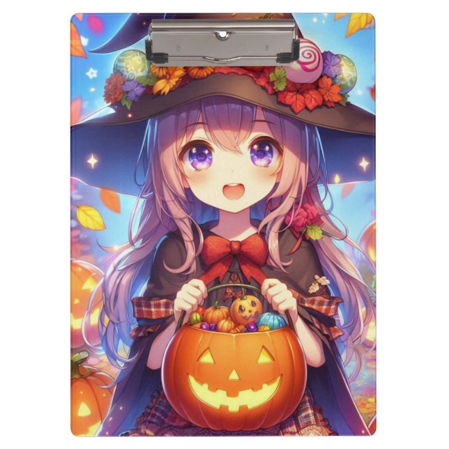 Carpeta De Pinza Cute Anime Halloween Witch (Anverso)