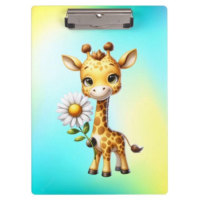 Carpeta De Pinza Cute Baby Giraffe con Daisy Flower-88681 (Anverso)