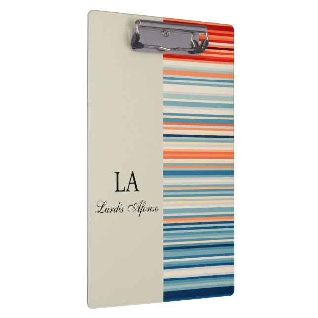 Carpeta De Pinza Cute Beige Personalized Name Stripe Clipboard  (Derecha)