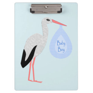 Carpeta De Pinza Cute Blue Baby Boy Stork
