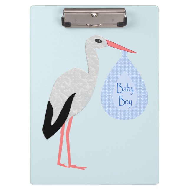 Carpeta De Pinza Cute Blue Baby Boy Stork (Anverso)