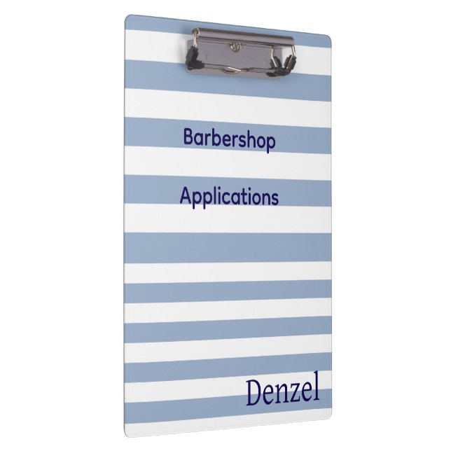 Carpeta De Pinza Cute Blue & White Stripe Barbershop Clipboard  (Derecha)