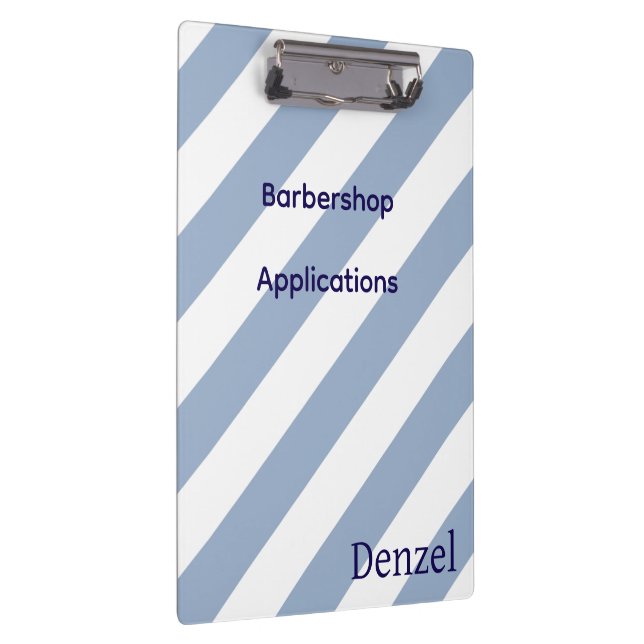 Carpeta De Pinza Cute Blue & White Stripe Barbershop Clipboard  (Derecha)