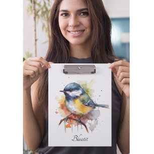 Carpeta De Pinza Cute Bluetit en una sucursal, personalizado