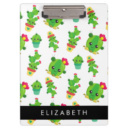 Carpeta De Pinza Cute Cactus, Patrón Cactus, Suculento, Su Nombre
