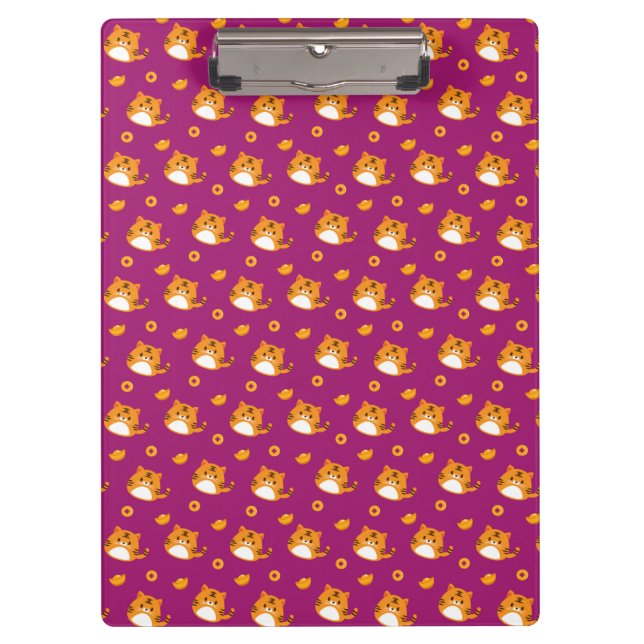 Carpeta De Pinza Cute Cartoon Cat Seamless Pattern | Kawaii Orange  (Anverso)