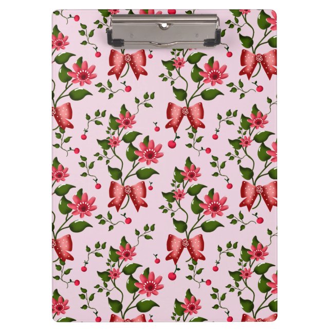 Carpeta De Pinza Cute Cherry Bow floral Pattern  (Anverso)