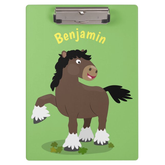 Carpeta De Pinza Cute Clydesdale personalizado de caballo ilustraci (Anverso)