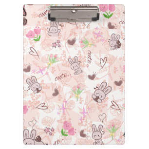 Carpeta De Pinza Cute conejo Kawaii japonés y cuadros de gingham ro