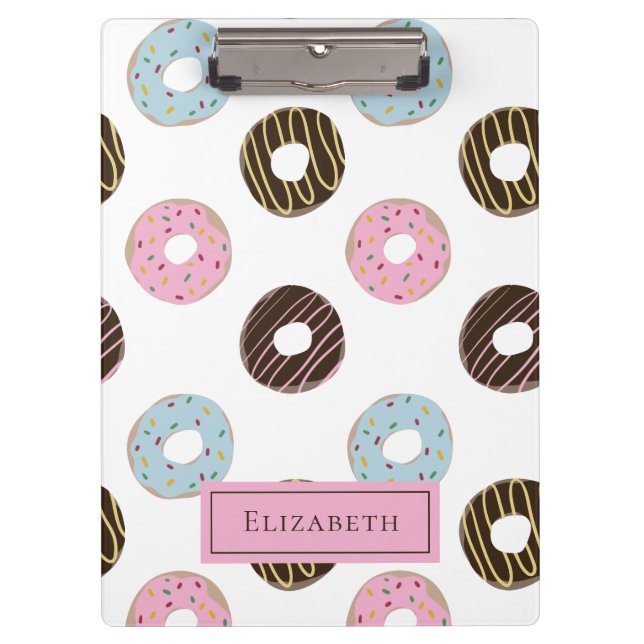 Carpeta De Pinza Cute Donuts Añadir su propio nombre Personalizado  (Anverso)