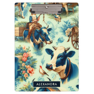 Carpeta De Pinza Cute Farm Cow Watercolor Painting