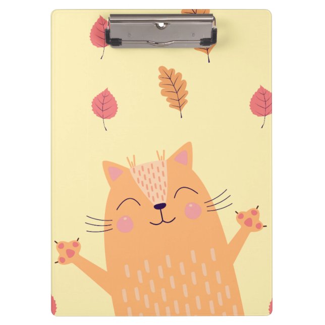 Carpeta De Pinza Cute Ginger Orange Cat Playing in Autumn Leaves (Anverso)