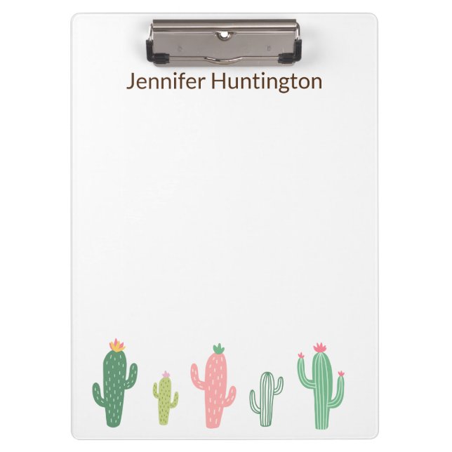 Carpeta De Pinza Cute Girly Succulum Cactus Personalizado (Anverso)