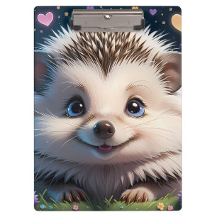 Carpeta De Pinza Cute Hedgehog con grandes ojos azules