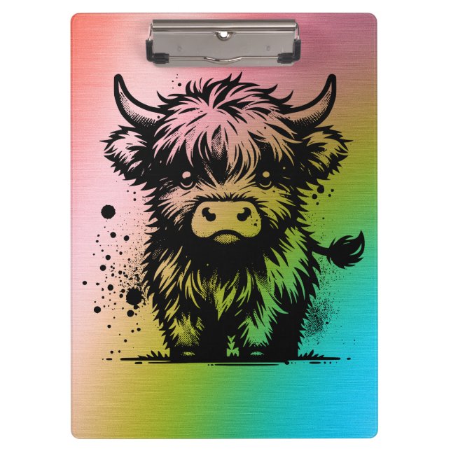 Carpeta De Pinza Cute Highland Cow (Anverso)