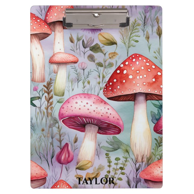 Carpeta De Pinza Cute hongo acuarela Selva Rústica (Anverso)