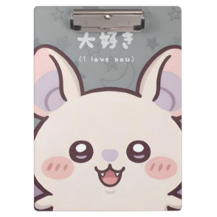 Carpeta De Pinza Cute Kawaii Bat Clipboard - "Daisuki" (I Love You)