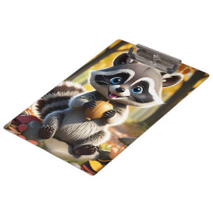 Carpeta De Pinza Cute Kawaii estilo Racoon sosteniendo una bellota