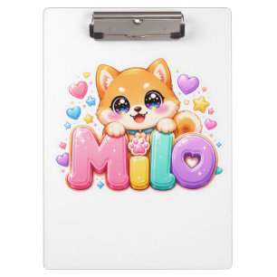Carpeta De Pinza Cute Kawaii Milo Nombre Perro Pastel Rosa Brillant