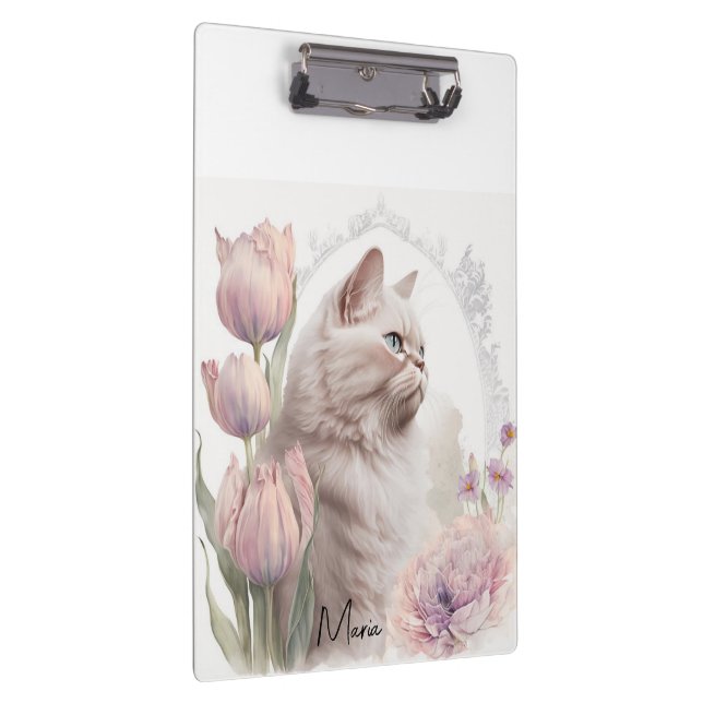 Carpeta De Pinza Cute Kitten Cats Floral Clipboard  (Derecha)