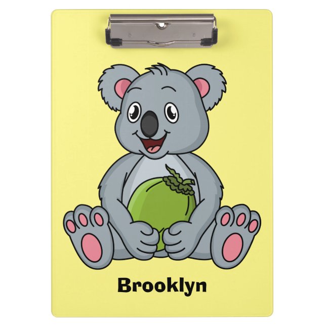 Carpeta De Pinza Cute koala and coconut cartoon illustration  (Anverso)