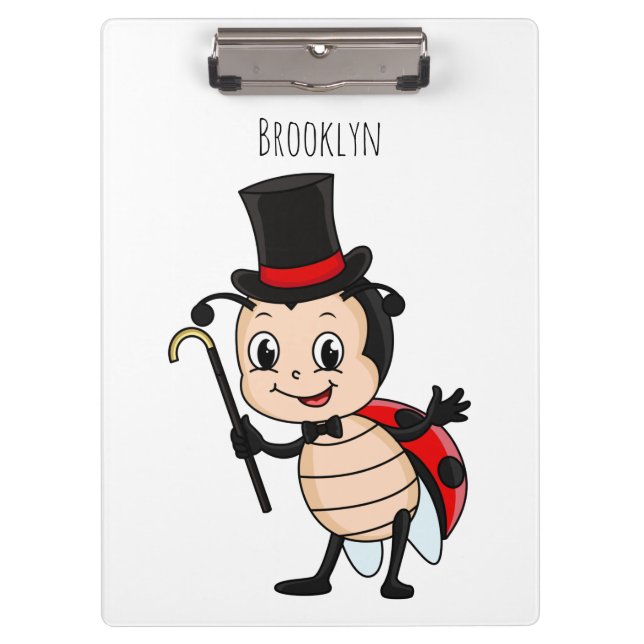 Carpeta De Pinza Cute ladybug with top hat and tie cartoon  (Anverso)