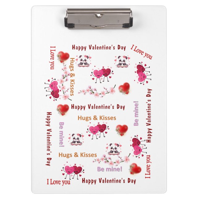 Carpeta De Pinza Cute Love Red Hearts Clipboard  (Anverso)