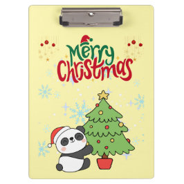 Carpeta De Pinza cute panda merry Christmas Clipboard