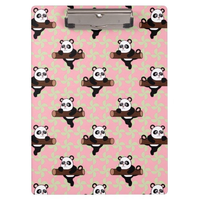 Carpeta De Pinza Cute Panda Pattern on Pink – Kawaii Seamless  (Anverso)